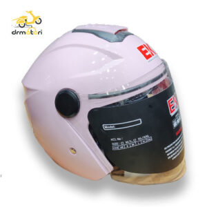 کلاه کاسکت EK بدون فک عینک دار صورتی پاستلی