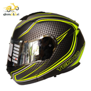 کلاه کاسکت فک متحرک برند تکنو طرح snake-green