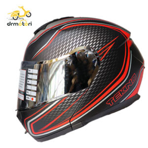 کلاه کاسکت فک متحرک برند تکنو طرح red-snake