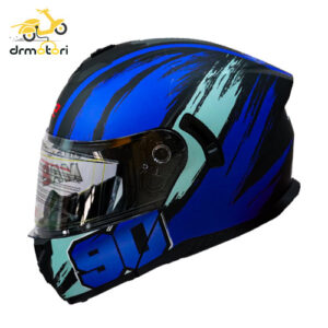 کلاه کاسکت فک متحرک برند MA2 مدل 966 طرح blue همراه با طلق یدکی